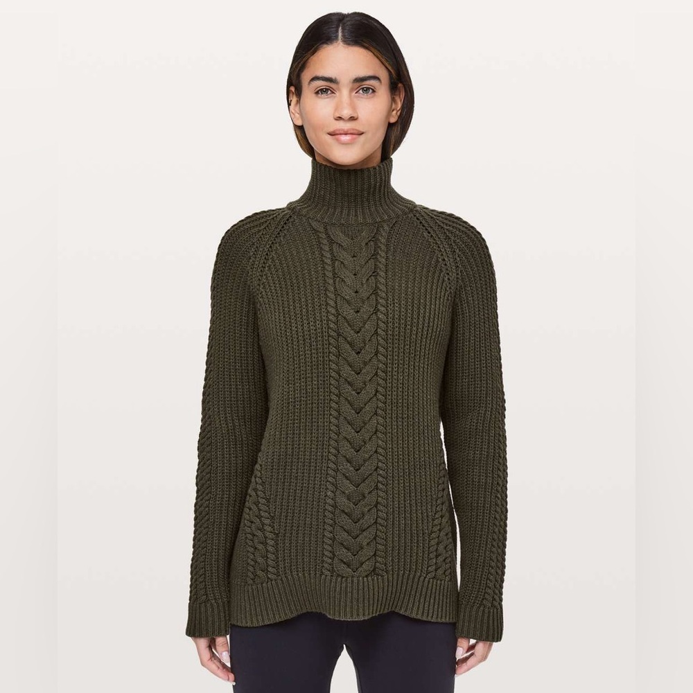 Lululemon Bring The Cozy Turtleneck Dark Olive Size 4 - Picture 1 of 11